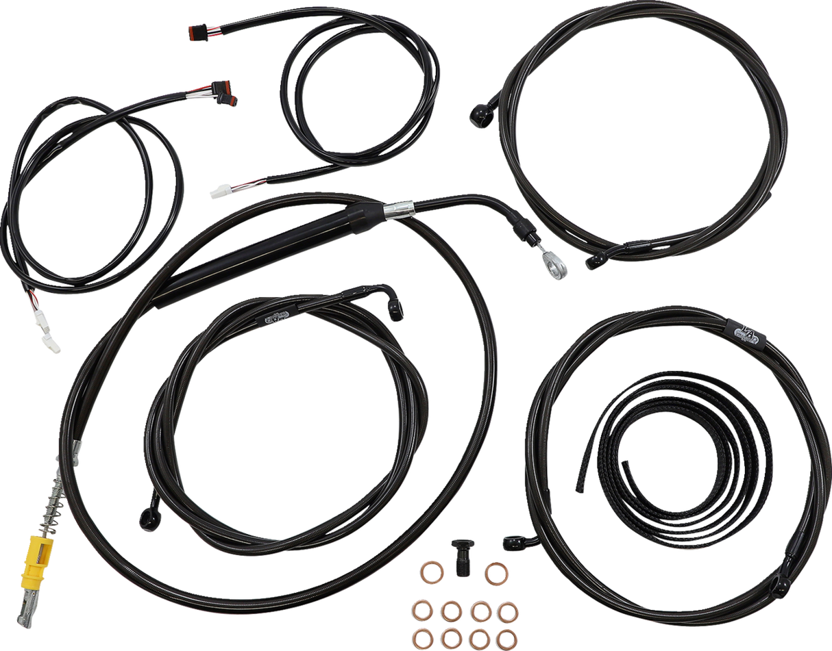 LA CHOPPERS Cable Kit - 15" - 17" Ape Hanger Handlebars - ABS - Midnight LA-8056KT3-16M