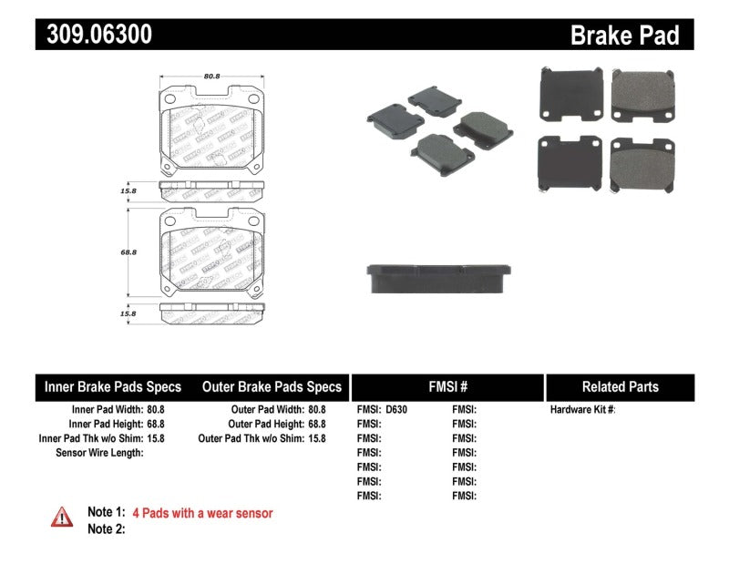 StopTech Performance 5/93-98 Toyota Supra Turbo Rear Brake Pads 309.063