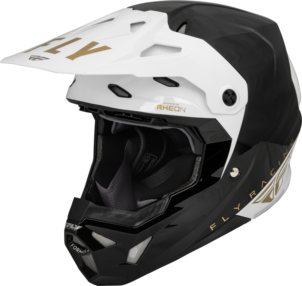 FLY RACING Formula Cp Slant Helmet Black/White/Gold Lg 73-0031L