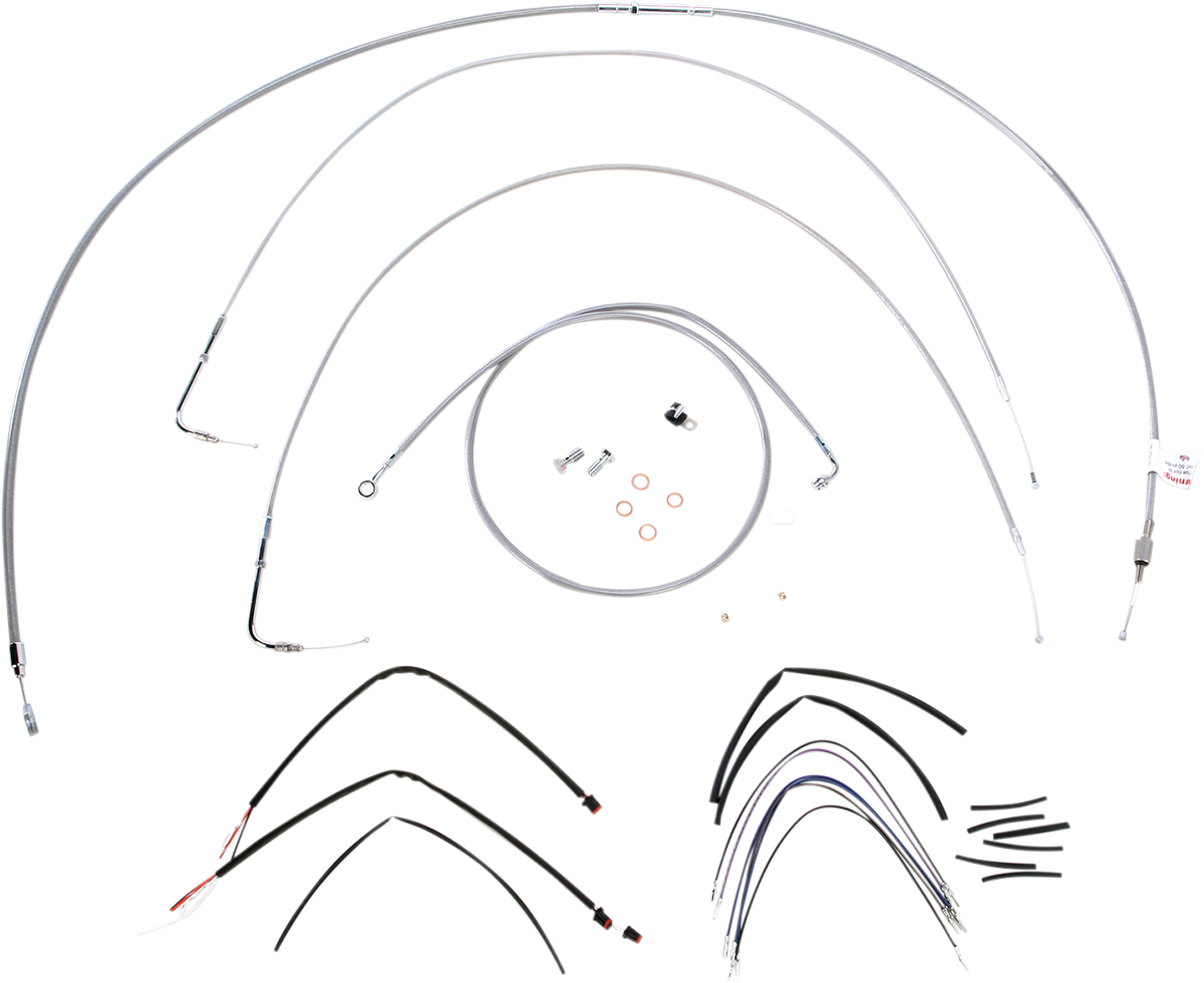 BURLY BRAND Handlebar Cable/Brake Line Kit - Complete - 18" Ape Hanger Handlebars - Stainless Steel B30-1065