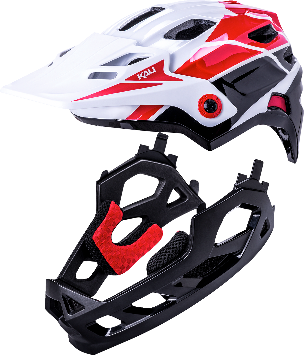 KALI Child Maya Full Face Helmet - Race - Gloss White/Red/Black 0221922112