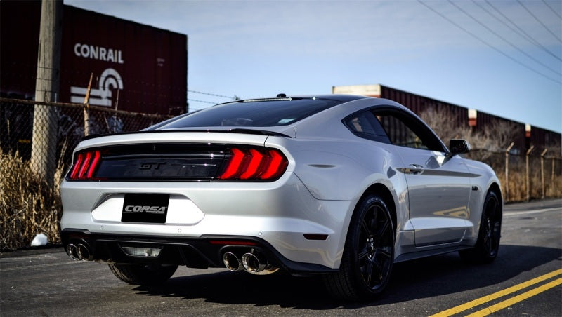 Corsa 2018+ Ford Mustang GT Fastback 5.0L 3in Cat-Back System Dual Rear Exit w/ 4in Black Tips 21001BLK
