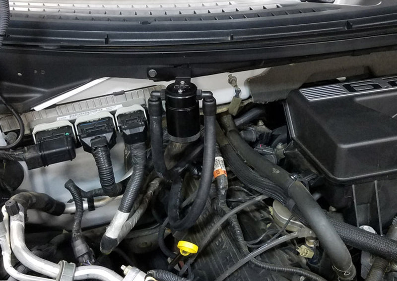 J&L 11-14 Ford F-150/Ford F-150 Raptor 6.2L Passenger Side Oil Separator 3.0 - Black Anodized 3036P-B
