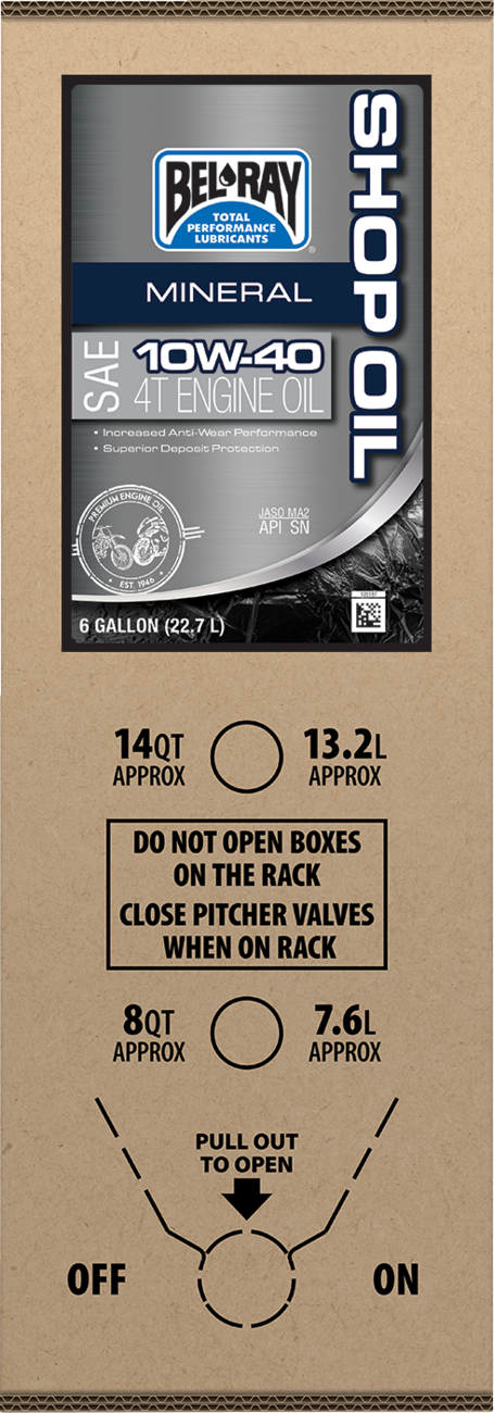 Aceite de taller BEL-RAY - 10W-40 - 6 gal EE.UU. - Bag-In-Box 301290150033