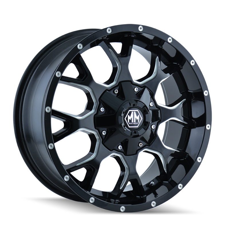 Mayhem 8015 Warrior 20x9 / 6x135 BP / 0mm Offset / 106mm Hub Black w/ Milled Spokes Wheel 8015-2937M