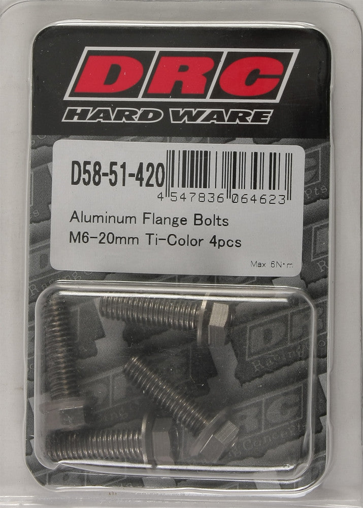 DRC Aluminum Flange Bolts Titanium M6x20mm 4/Pk D58-51-420