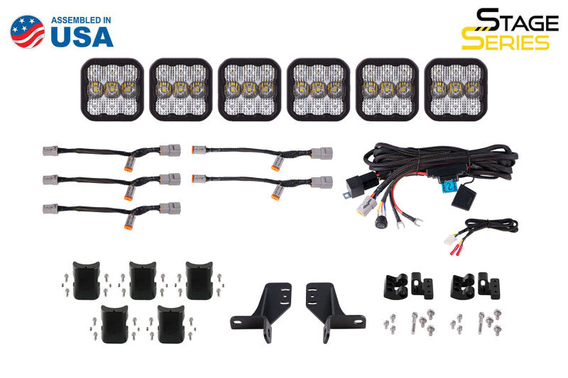 Diode Dynamics Bronco SS5 6-Pod CrossLink Grille Lightbar Kit Sport - White Combo DD7235