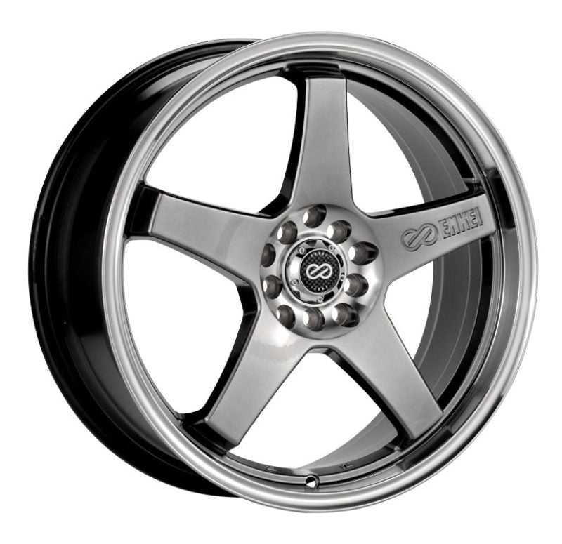 Enkei EV5 17x7 4x100/114.3 45mm Offset 72.6 Bore Diameter Hyper Black w/ Machined Lip Wheel 446-770-0145HB