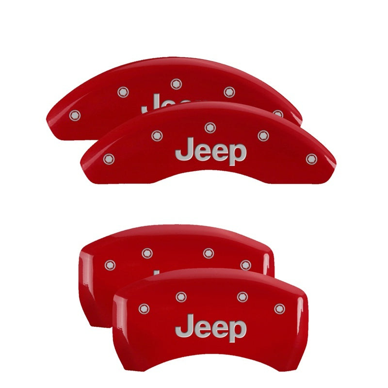 MGP 4 Caliper Covers Engraved Front & Rear JEEP Red finish silver ch 42013SJEPRD