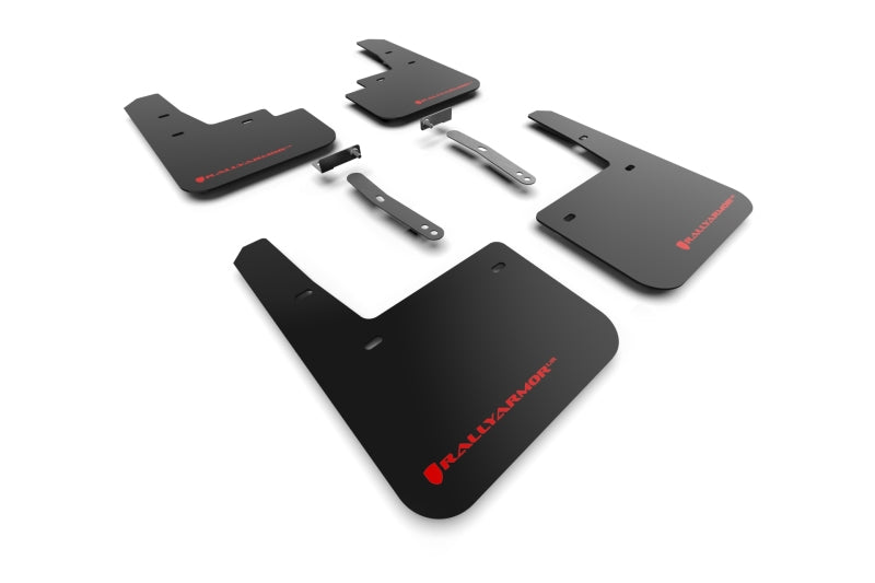 Rally Armor 2022 Hyundai Kona N Black UR Mud Flap w/ Red Logo MF83-UR-BLK-RD