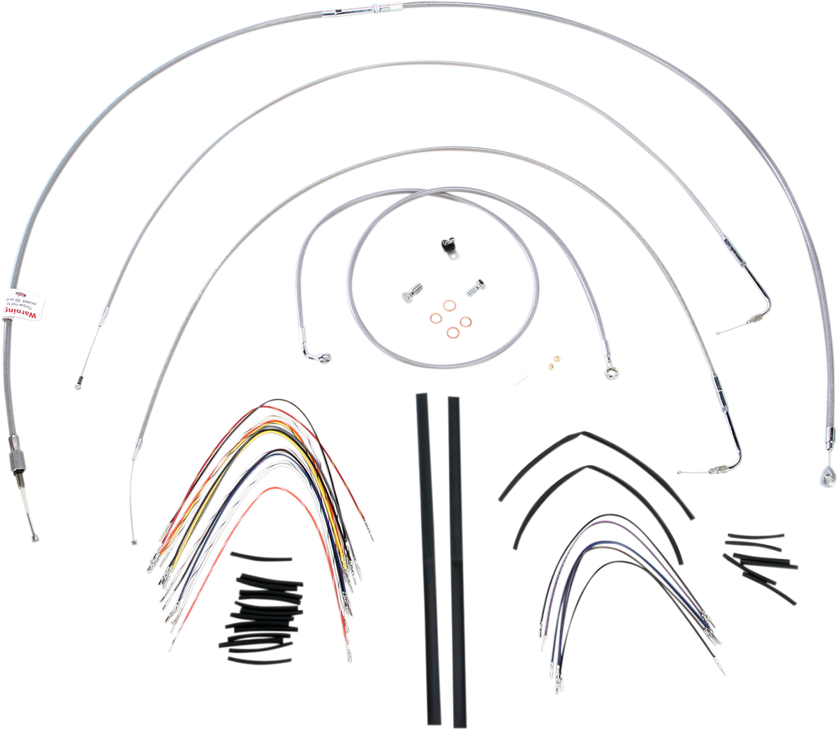 BURLY BRAND Handlebar Cable/Brake Line Kit - Complete - 18" Ape Hanger Handlebars - Stainless Steel B30-1060