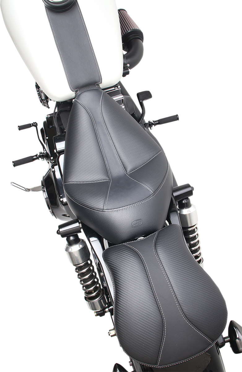 SADDLEMEN Asiento individual Dominator - Cosido - Negro con costuras grises - FXD/WG '96-'03 896-04-0042