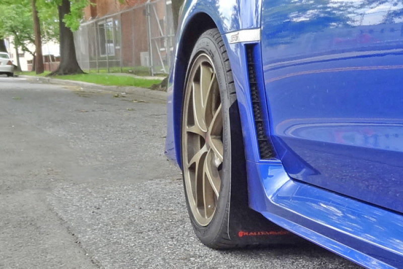 Rally Armor 15-21 Subaru WRX/STI (Sedan ONLY) Black UR Mud Flap w/ Blue Logo MF32-UR-BLK/BL