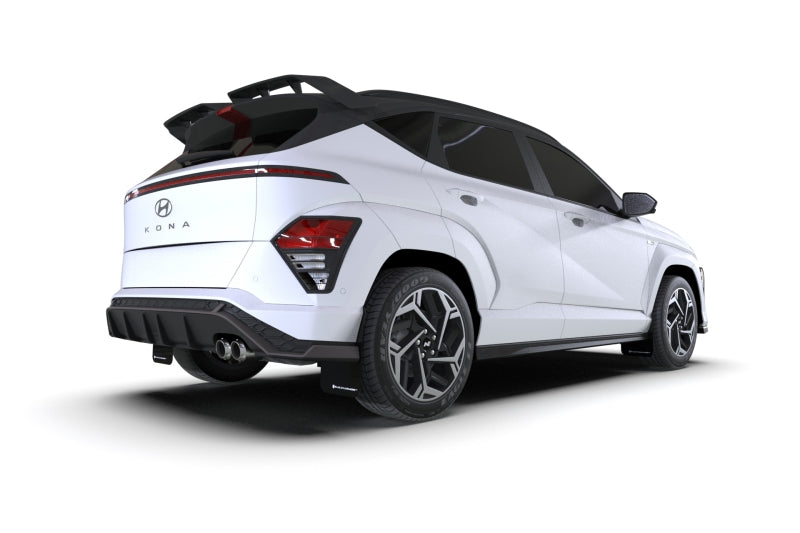 Rally Armor 2024 Hyundai Kona N Line Black UR Mud Flap - White Logo MF103-UR-BLK-WH