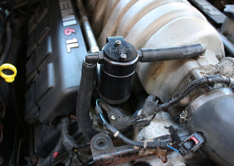 J&L 05-10 Dodge Charger 6.1L Hemi Passenger Side Oil Separator 3.0 - Black Anodized 3062P-B