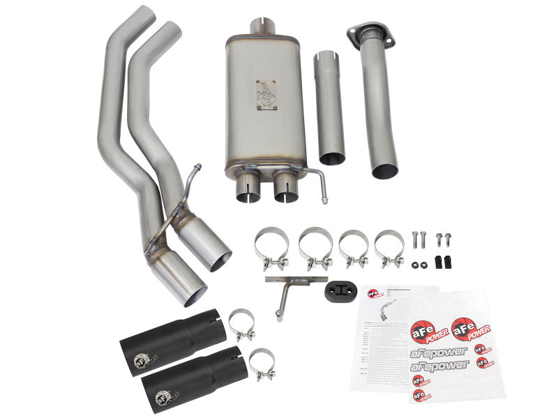aFe Rebel Exhausts 3in SS Cat-Back 15-16 Ford F-150 EcoBoost V6 2.7/3.5L V8 5.0L w/ Black Tips 49-43081-B