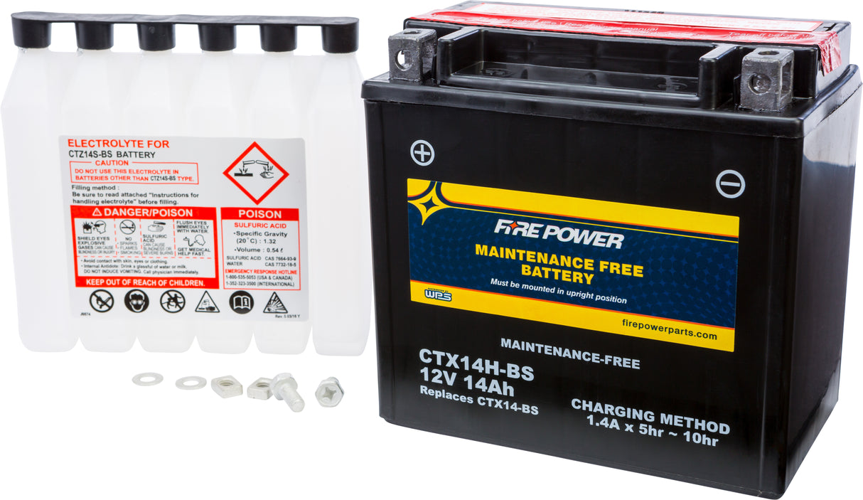 FIRE POWER Battery Ctx14h-Bs Maintenance Free CTX14H-BS