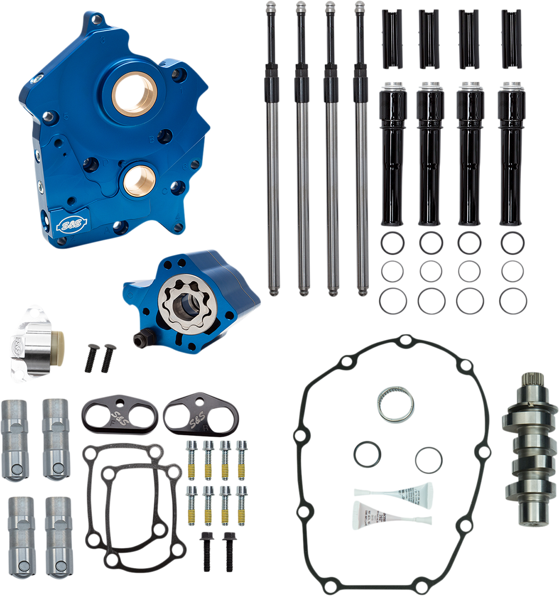 S&S CYCLE Cam Chest Kit with Plate M8 - Chain Drive - Water Cooled - 475 Cam - Black Pushrods Road/Electra Glide / 310-1008B