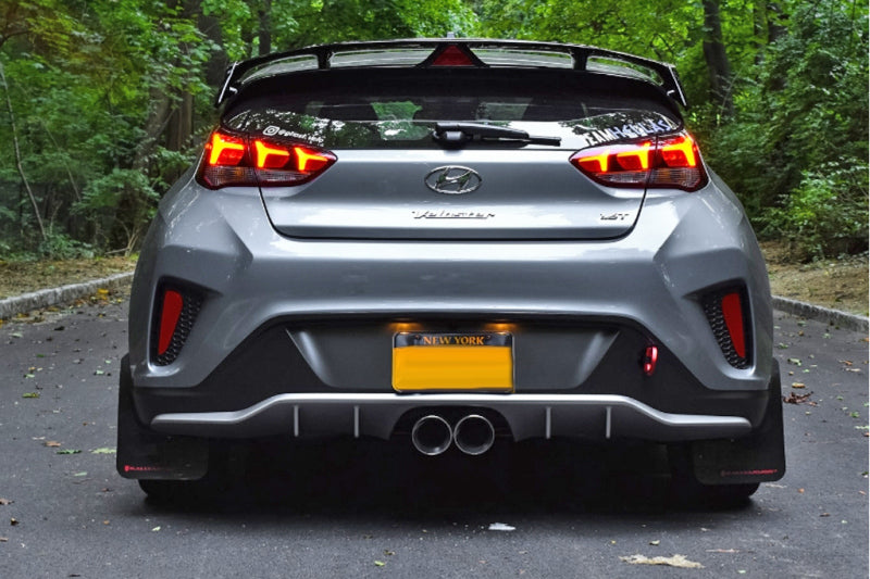Rally Armor 19-21 Hyundai Veloster Turbo R-Spec Black UR Mud Flap w/ Red Logo MF58-UR-BLK/RD