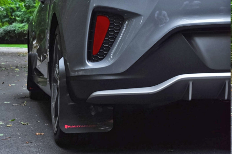 Rally Armor 2019+ Hyundai Veloster Turbo R-Spec UR Red Mud Flap w/ White Logo MF58-UR-RD/WH