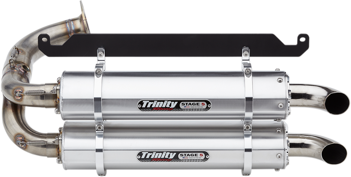 TRINITY RACING Stage 5 Slip-On Dual Muffler - Brushed Aluminum Talon 1000 2019-2024 TR-4169S
