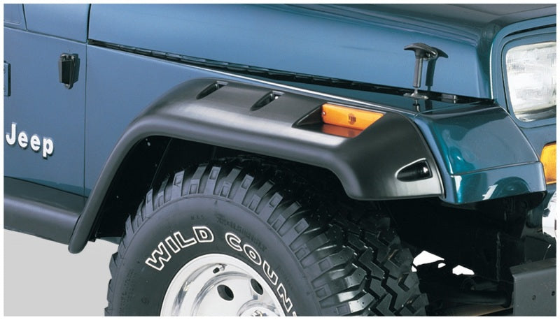 Bushwacker 87-95 Jeep Wrangler Cutout Style Flares 2pc Cutting Optional Not Renegade - Black 10057-07