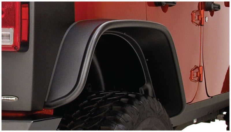 Bushwacker 07-18 Jeep Wrangler Unlimited Flat Style Flares 2pc 4-Door Sport Utility Only - Black 10050-07
