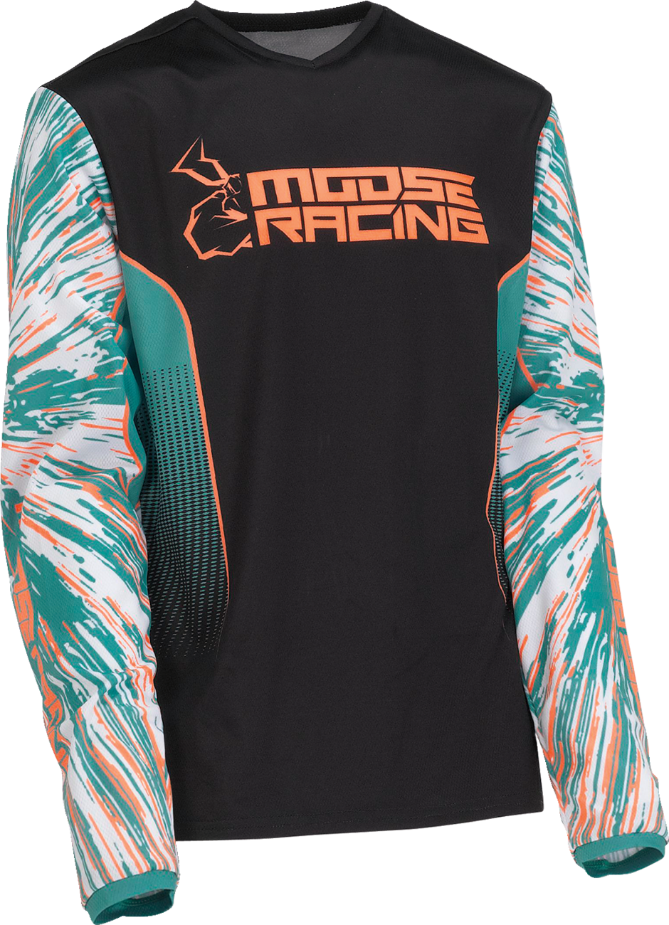 Camiseta juvenil MOOSE RACING Agroid - Verde azulado/Naranja/Negro - Pequeña 2912-2252