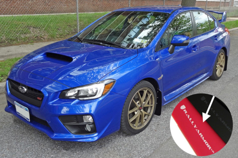 Rally Armor 15+ Subaru WRX & STi Sedan Only UR Red Mud Flap w/ White Logo MF32-UR-RD/WH
