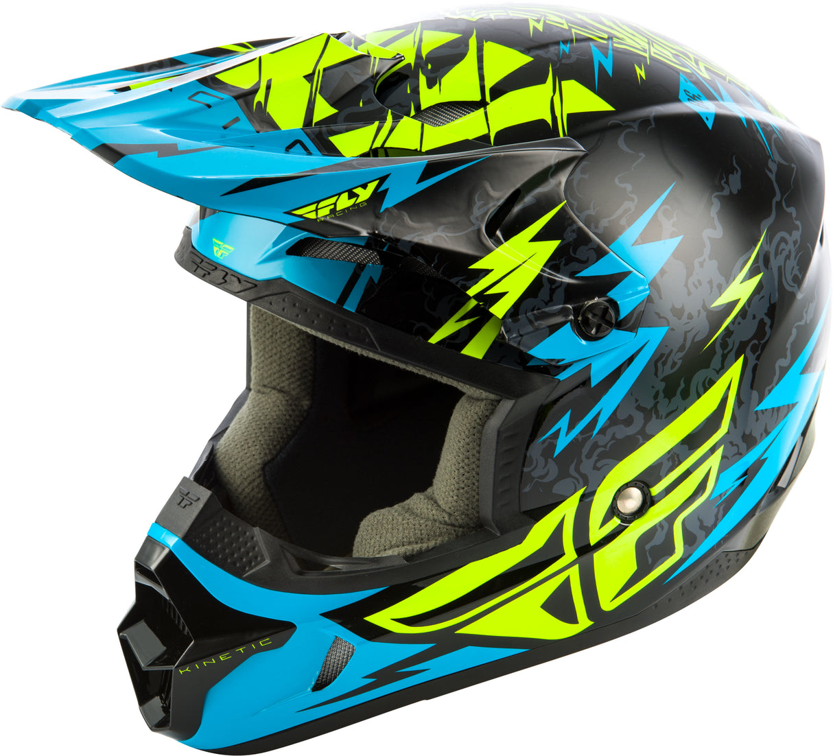 FLY RACING Kinetic Shocked Helmet Black/Teal Ys 73-3456-1