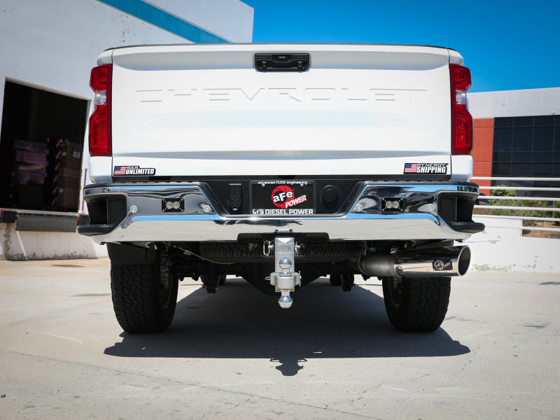 aFe Large Bore-HD 5 IN 409 SS DPF-Back Exhaust System w/Polished Tip 20-21 GM Truck V8-6.6L 49-44125-P