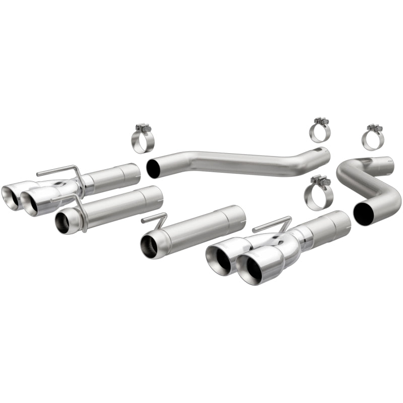 MagnaFlow Axle-Back, SS, 3in, Quad Split Rear 3.5 Tips 2015 Dodge Challenger incl SRT Hellcat 19206
