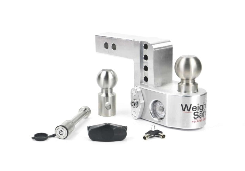 Weigh Safe 4in Drop Hitch w/Built-in Scale & 2in Shank (10K/12.5K GTWR) w/WS05 - Aluminum WS4-2-KA