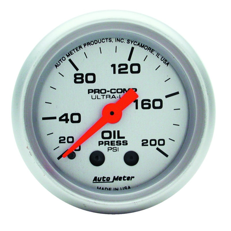 Autometer Ultra-Lite 52mm 0-200 PSI Mechanical Oil Pressure Gauge 4322