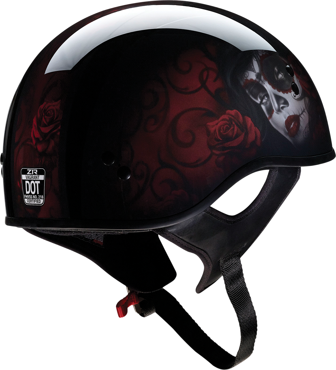 Casco Z1R Vagrant - Catrina roja - Negro/Rojo - Grande 0103-1316
