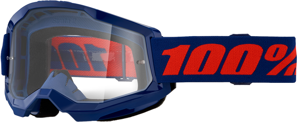 100% Strata 2 Goggle Navy Clear Lens 50027-00021