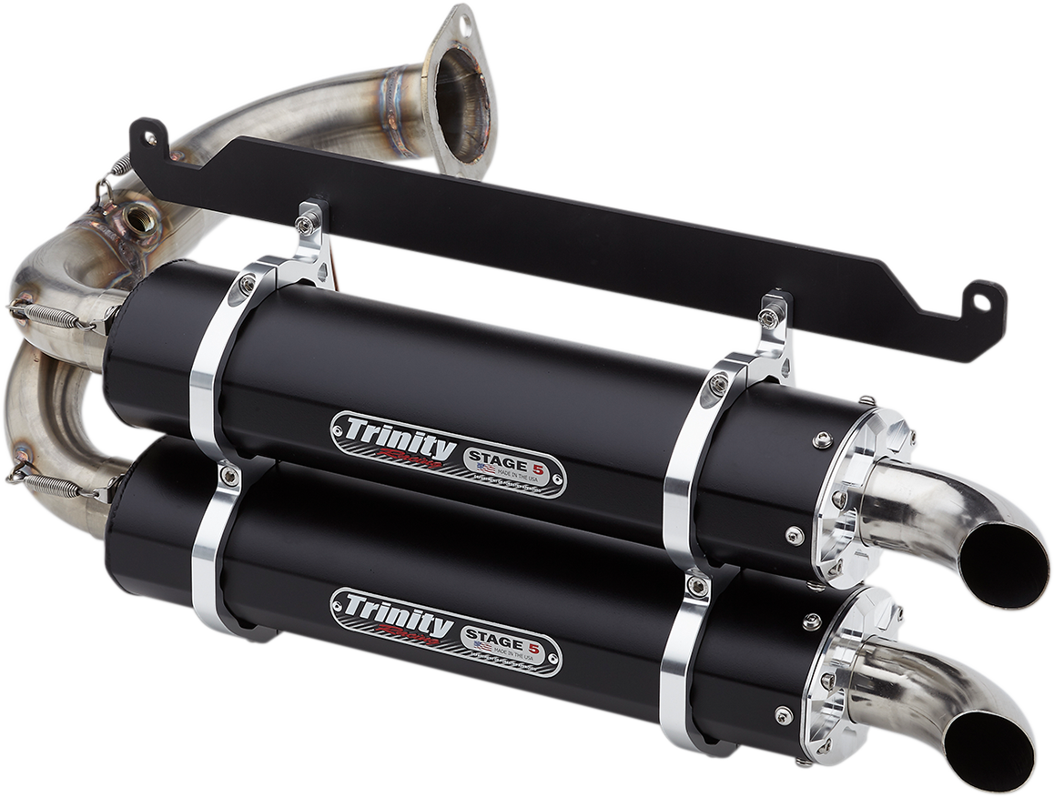 TRINITY RACING Stage 5 Slip-On Dual Muffler - Black 2019-2024 Honda Talon 2 and 4 seat TR-4169S-BK