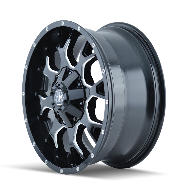Mayhem 8015 Warrior 20x9 / 6x135 BP / 0mm Offset / 106mm Hub Black w/ Milled Spokes Wheel 8015-2937M