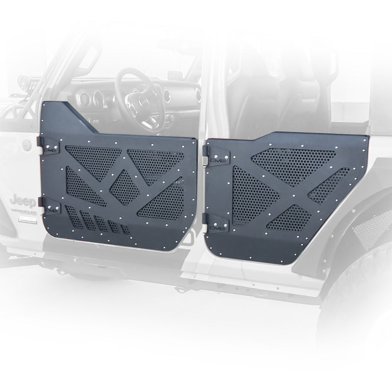 DV8 18-22 Jeep 4 Door JL/JT Aluminum Half Doors with Perforated Mesh Rear HDJL-01R
