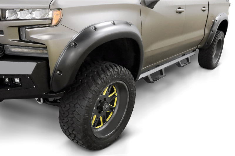 Lund 19-22 GM Silverado/Sierra RX-Flat Smooth Elite Series Fender Flares w/Black Bolts - Black 4pc RX130S