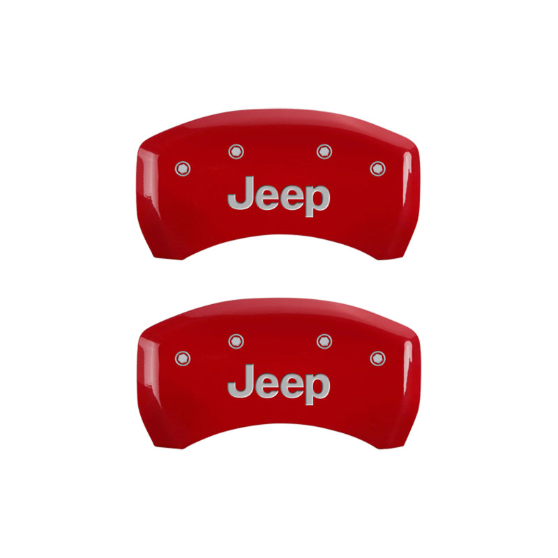 MGP 4 Caliper Covers Engraved Front & Rear JEEP Red finish silver ch 42013SJEPRD