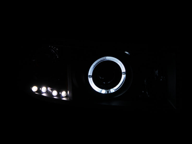 ANZO 1994-2001 Dodge Ram Projector Headlights w/ Halo Black 111196