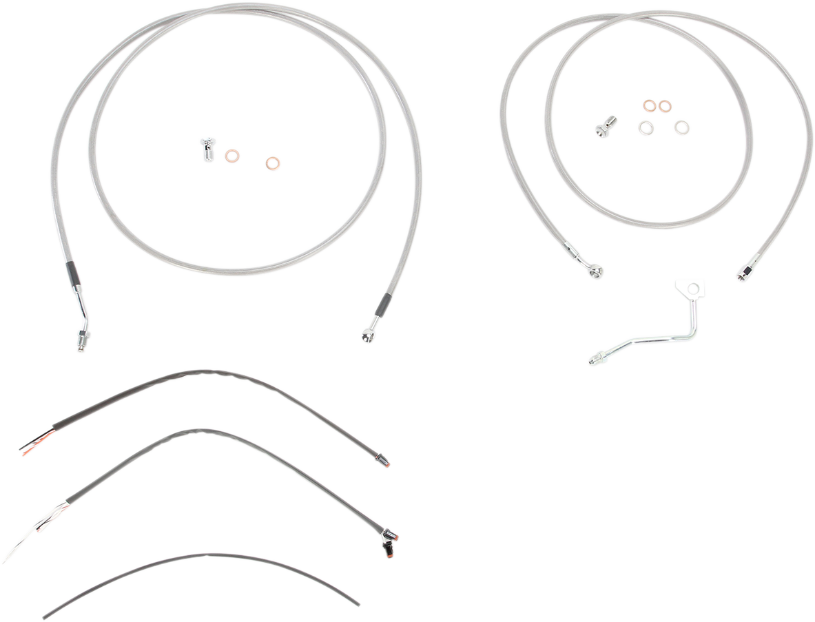 BURLY BRAND Handlebar Cable/Brake Line Kit - Complete - 13" Ape Hanger Handlebars - Stainless Steel B30-1119