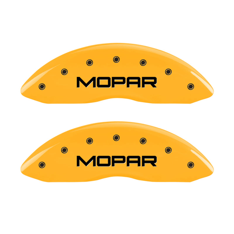 MGP 4 Caliper Covers Engraved Front & Rear MOPAR Yellow finish black ch 12162SMOPYL