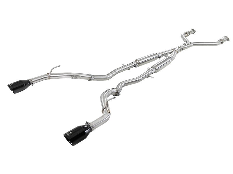 aFe Takeda Sistema de escape Cat-Back de 2.5 pulgadas 304 SS con puntas negras 16-18 Infiniti Q50 V6-3.0L (tt)