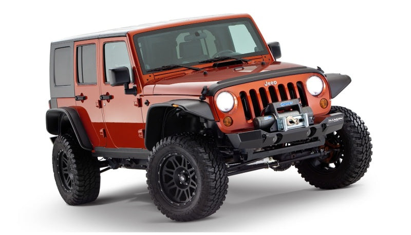Bushwacker 07-18 Jeep Wrangler Unlimited Flat Style Flares 4pc 4-Door Sport Utility Only - Black 10918-07