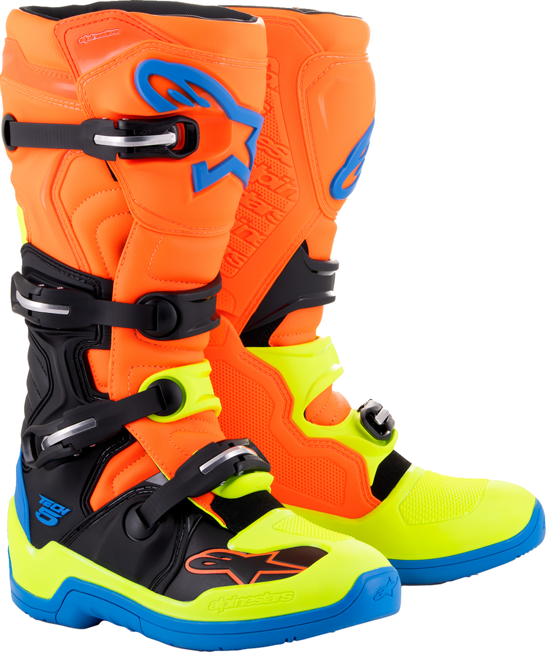 ALPINESTARS Tech 5 Stiefel - Orange Fluoreszierend/Blau/Gelb Fluoreszierend - US 7 2015015-4755-7