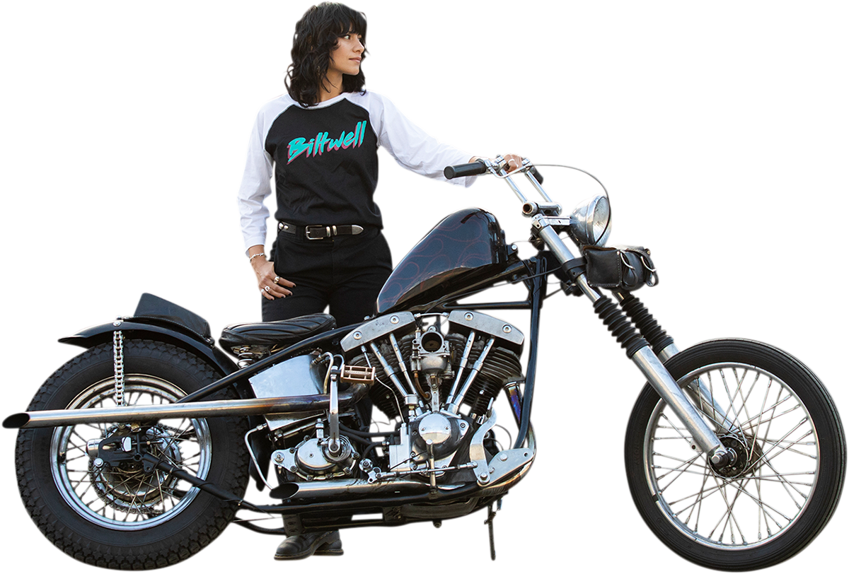 BILTWELL Camiseta raglán 1985 para mujer - Negro/Blanco - XL 8144-060-005