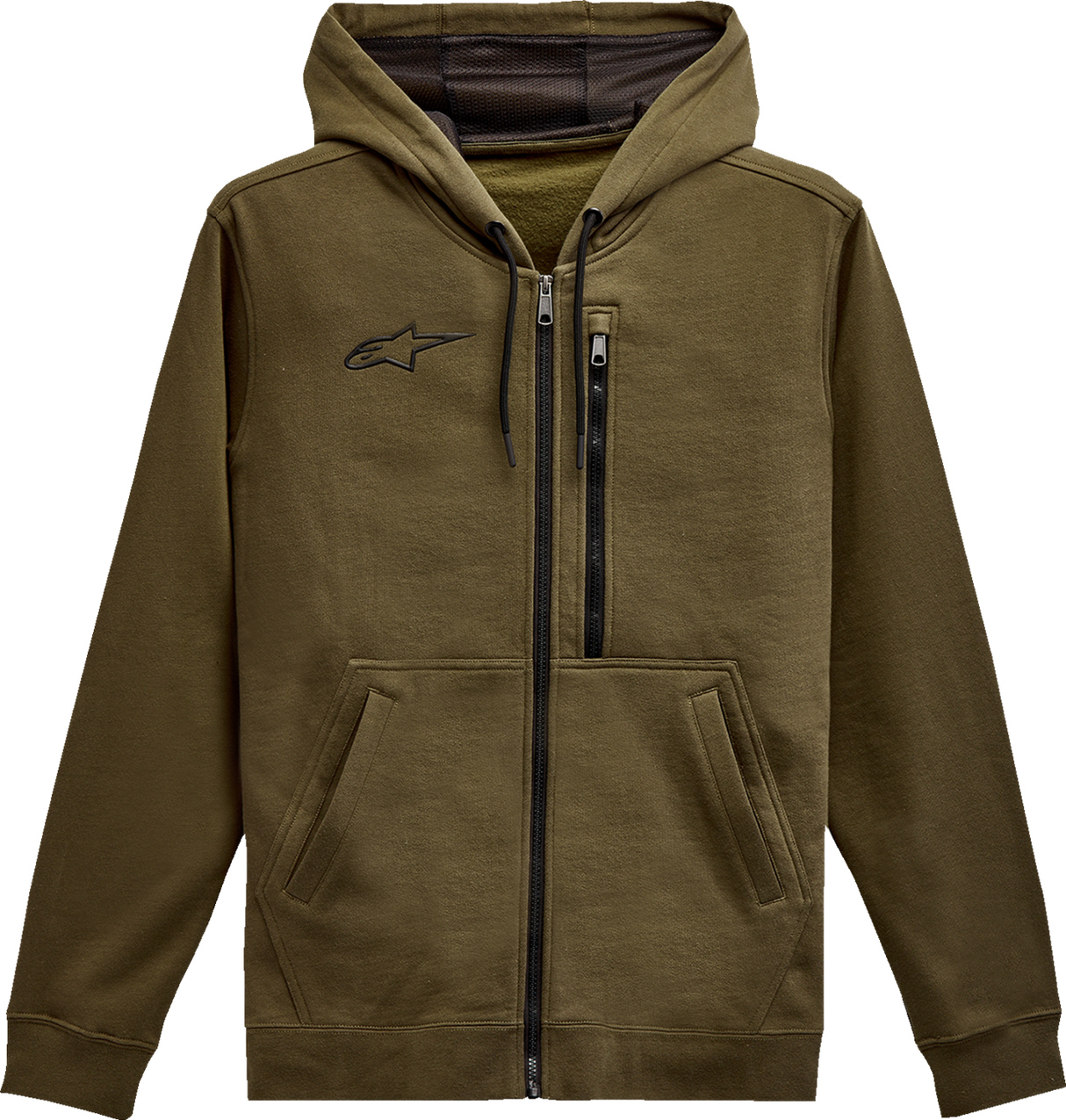 ALPINESTARS Asymmetrischer Kapuzenpullover mit Reißverschluss - Militär - 2XL 121351030690XXL