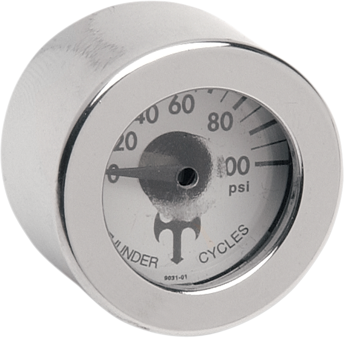 EDDIE TROTTA DESIGNS Mini Oil Pressure Gauge and Cover - Polished - White Face - 3/16" W x 9/16" D TC-001